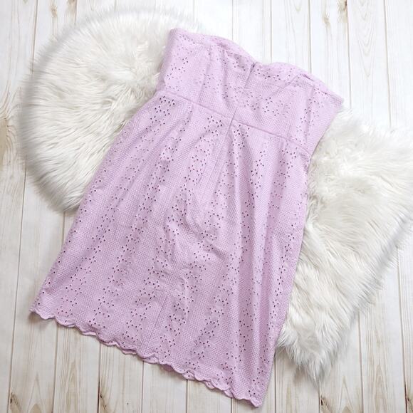 🆕 J. Crew Women's Lavender Eyelet Corset Sheath Dress Strapless NEW - Picture 4 of 5